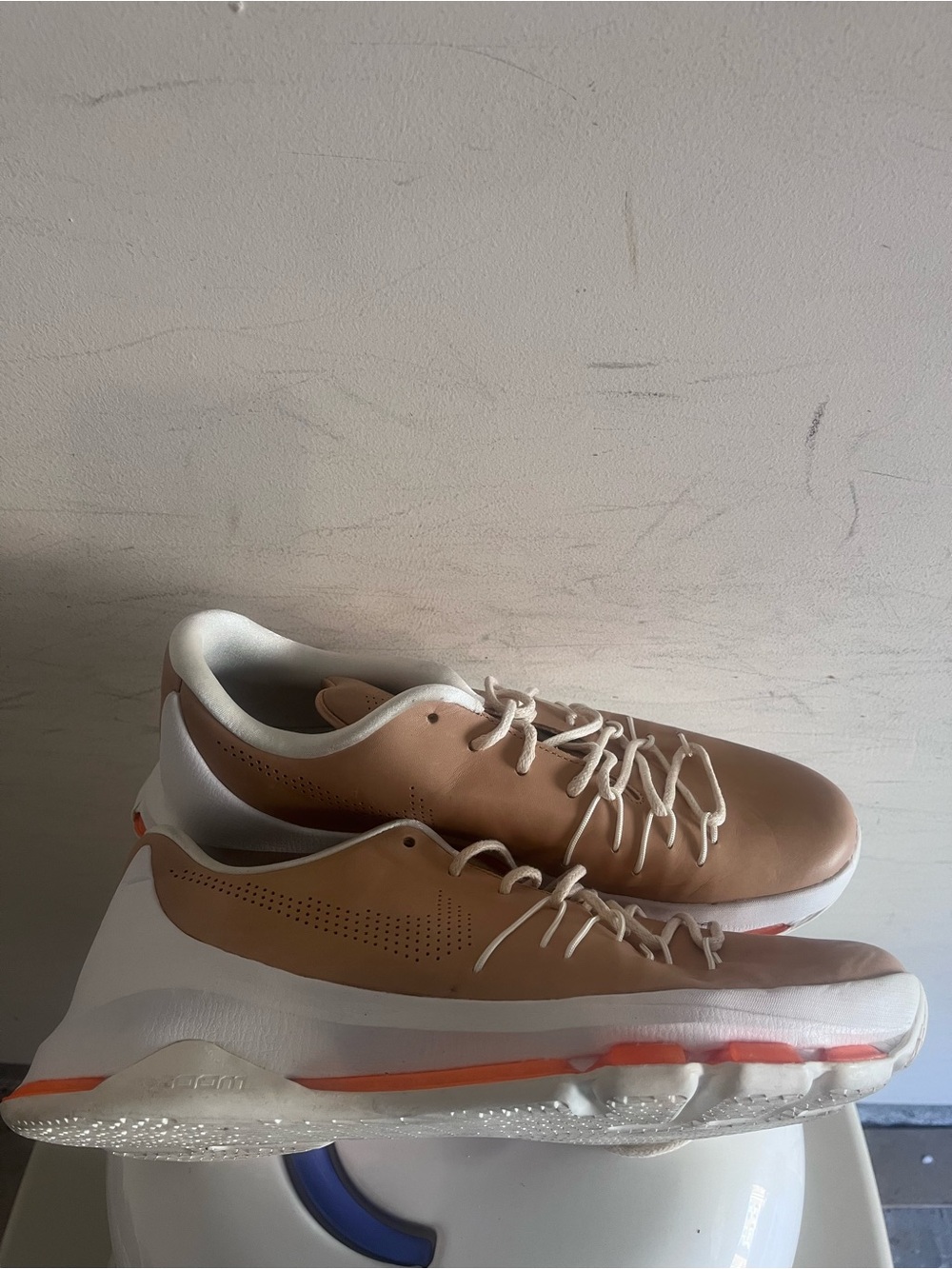 Men's Athletic Lace-Up Sneakers in Tan and White